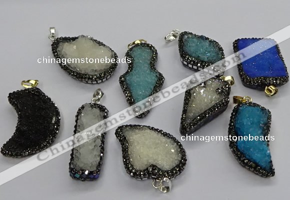 CGP3110 20*30mm - 30*45mm freeform druzy agate pendants