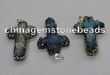 CGP3111 30*50mm cross druzy agate pendants wholesale