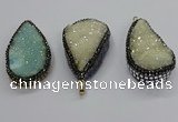 CGP3113 30*55mm flat teardrop druzy agate pendants wholesale