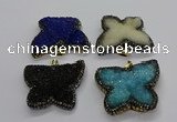 CGP3114 40*45mm butterfly druzy agate pendants wholesale