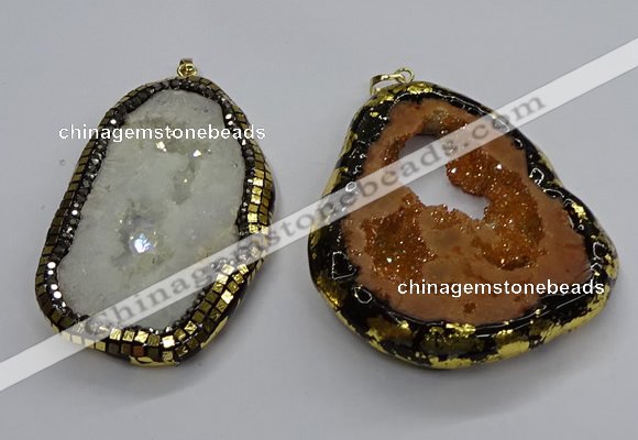 CGP3118 45*65mm - 55*70mm freeform druzy agate pendants