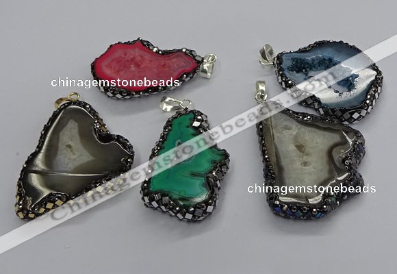 CGP3123 25*35mm - 40*50mm freeform druzy agate pendants