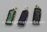 CGP3125 12*35mm - 15*40mm rectangle druzy agate pendants