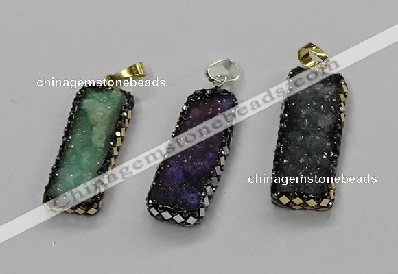 CGP3125 12*35mm - 15*40mm rectangle druzy agate pendants