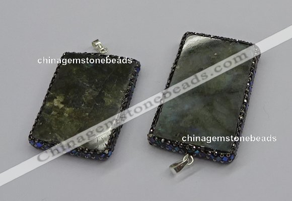 CGP3151 35*50mm - 40*60mm rectangle labradorite gemstone pendants