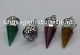 CGP3155 22*50mm faceted cone agate gemstone pendants wholesale