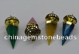 CGP3156 22*50mm faceted cone agate gemstone pendants wholesale