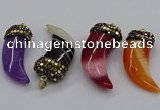 CGP3166 20*50mm - 25*55mm horn agate gemstone pendants