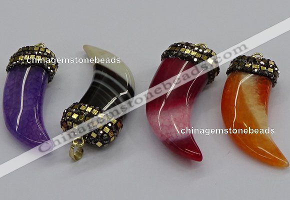 CGP3166 20*50mm - 25*55mm horn agate gemstone pendants