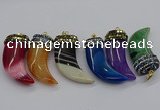 CGP3168 20*50mm - 25*55mm horn agate gemstone pendants