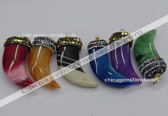 CGP3168 20*50mm - 25*55mm horn agate gemstone pendants