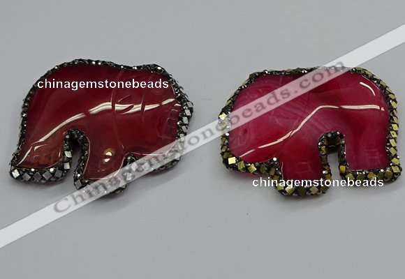 CGP3173 50*55mm elephant agate gemstone pendants wholesale