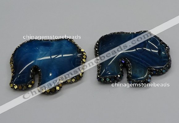 CGP3174 50*55mm elephant agate gemstone pendants wholesale
