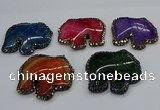 CGP3176 50*55mm elephant agate gemstone pendants wholesale