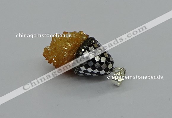 CGP3185 15*20mm - 15*35mm nuggets plated druzy quartz pendants