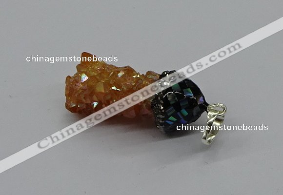 CGP3187 15*20mm - 15*35mm nuggets plated druzy quartz pendants