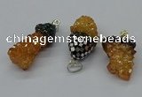 CGP3188 15*20mm - 15*35mm nuggets plated druzy quartz pendants