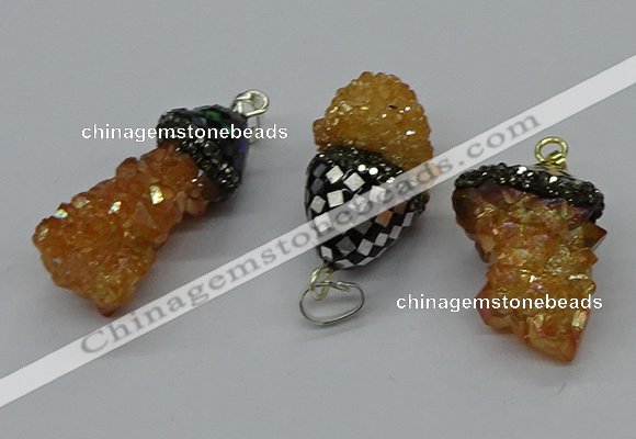 CGP3188 15*20mm - 15*35mm nuggets plated druzy quartz pendants