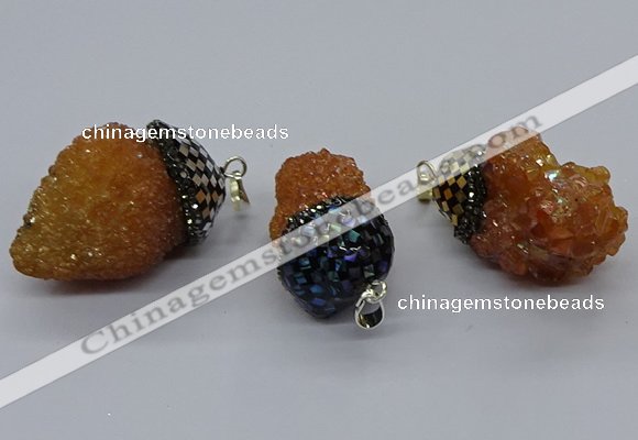 CGP3198 20*30mm - 25*40mm nuggets plated druzy quartz pendants