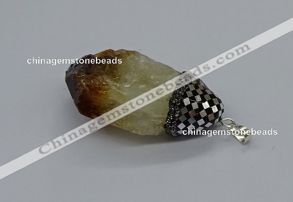 CGP3205 25*45mm - 28*50mm nuggets citrine gemstone pendants