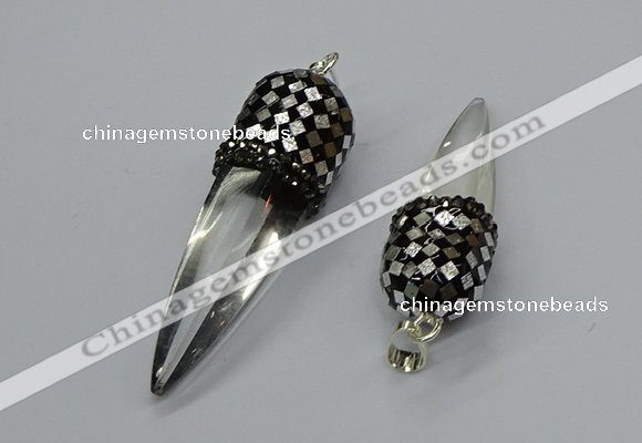 CGP3212 10*45mm - 15*55mm sticks white crystal pendants