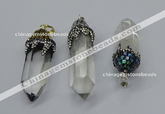 CGP3218 12*55mm - 15*45mm sticks white crystal pendants