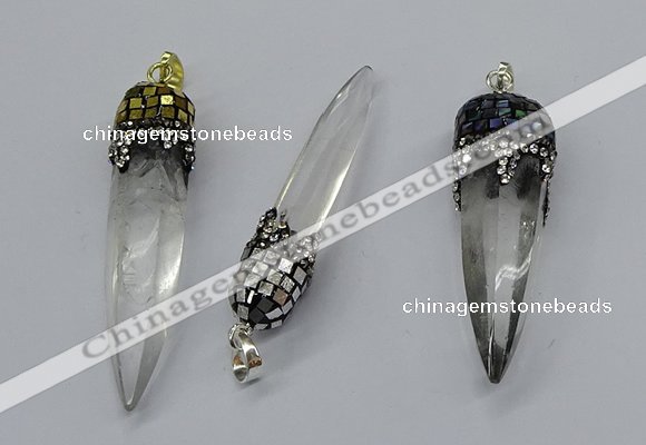 CGP3223 12*45mm - 15*55mm sticks white crystal pendants