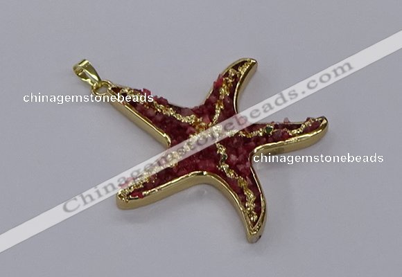 CGP3233 55*58mm starfish druzy agate pendants wholesale