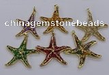 CGP3239 55*58mm starfish druzy agate pendants wholesale