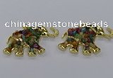 CGP3248 35*60mm elephant druzy agate pendants wholesale