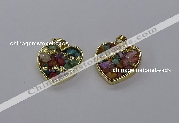 CGP3252 25*25mm heart druzy agate pendants wholesale