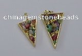 CGP3262 25*40mm - 30*50mm triangle druzy agate pendants wholesale