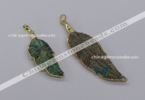 CGP3274 20*50mm - 25*65mm feather ocean agate pendants