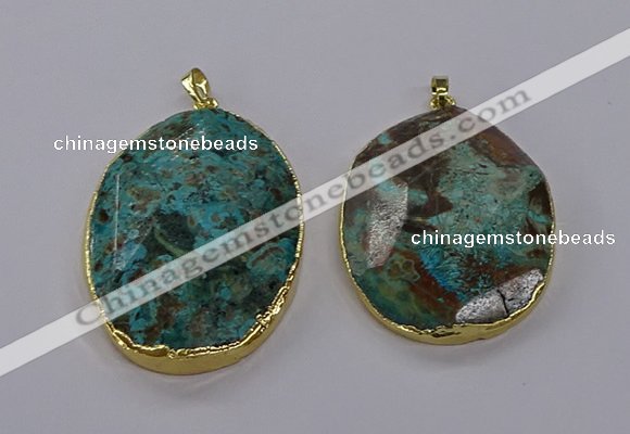 CGP3279 40*50mm - 40*55mm faceted oval ocean agate pendants