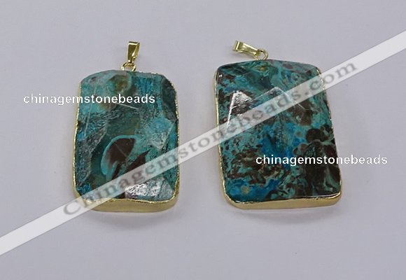 CGP3280 30*50mm - 35*55mm faceted rectangle ocean agate pendants