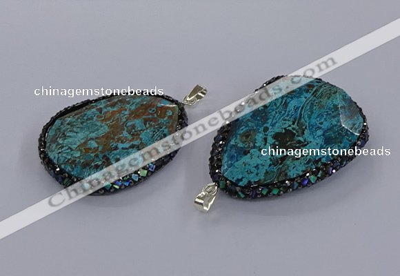 CGP3284 40*50mm - 45*55mm faceted freeform ocean agate pendants