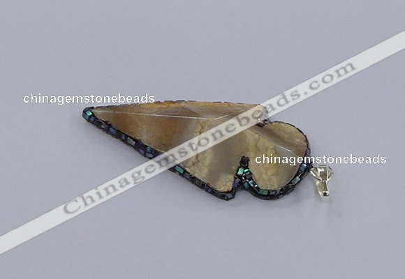 CGP3288 25*55mm - 28*55mm arrowhead agate pendants wholesale