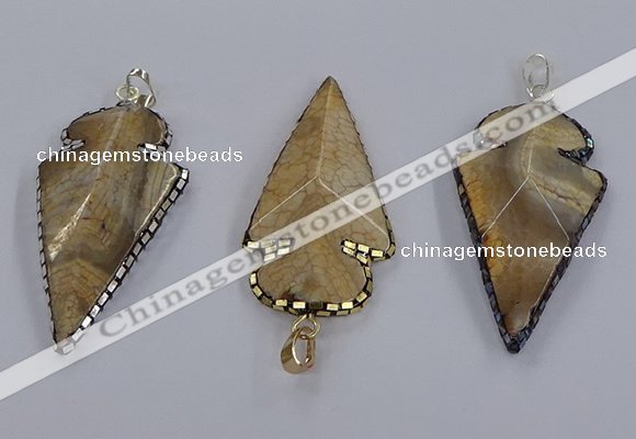 CGP3289 25*55mm - 28*55mm arrowhead agate pendants wholesale