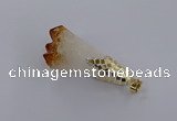 CGP3295 20*40mm - 25*45mm faceted freeform druzy citrine pendants