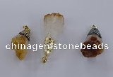 CGP3298 20*40mm - 25*45mm faceted freeform druzy citrine pendants