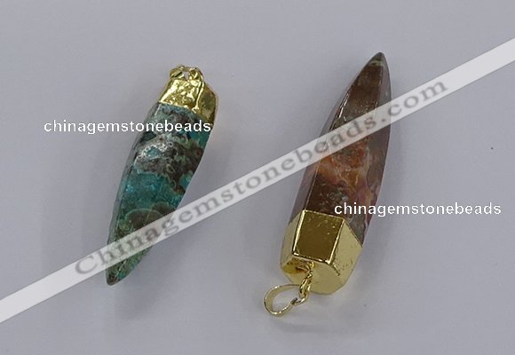 CGP3330 13*50mm - 15*60mm faceted bullet ocean agate pendants