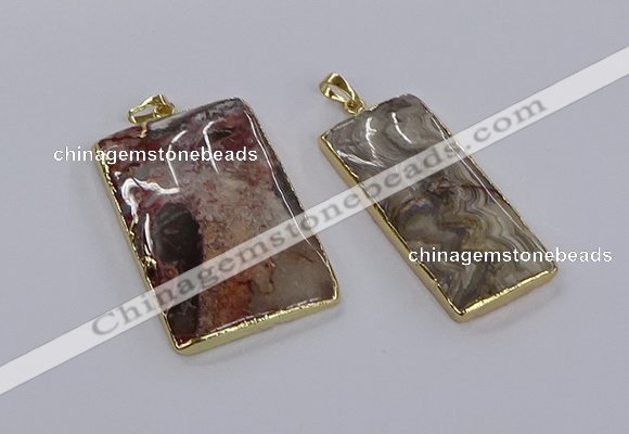 CGP3334 25*50mm - 35*55mm rectangle crazy lace agate pendants