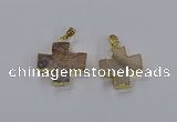 CGP3343 25*25mm - 28*28mm cross druzy agate pendants