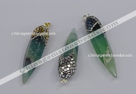 CGP3358 15*50mm - 16*65mm sticks fluorite gemstone pendants