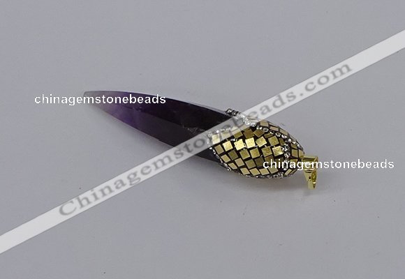 CGP3366 15*50mm - 16*65mm sticks amethyst gemstone pendants