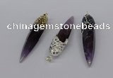 CGP3368 15*50mm - 16*65mm sticks amethyst gemstone pendants