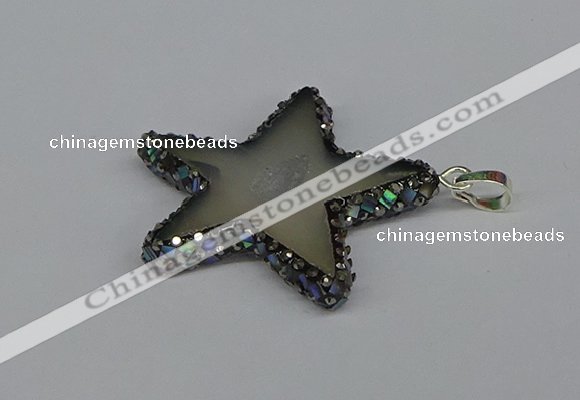 CGP3378 45*45mm star druzy agate pendants wholesale