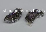 CGP3385 18*40mm - 22*45mm horn plated druzy amethyst pendants