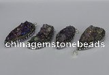 CGP3387 18*40mm - 22*45mm freeform plated druzy amethyst pendants