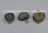 CGP3390 20*20mm - 25*25mm heart plated druzy agate pendants